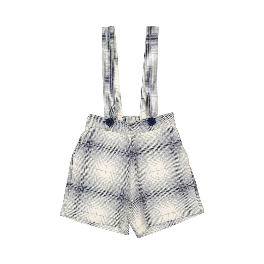 Pernille Ivory/Blue Plaid Suspender Shorts