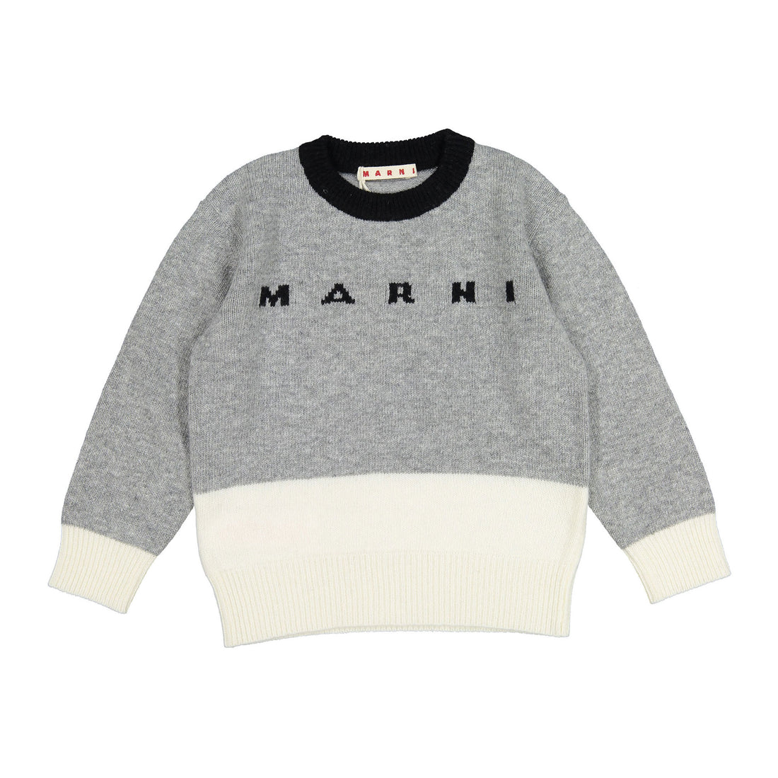 Marni Grey Colorblock Logo Sweater