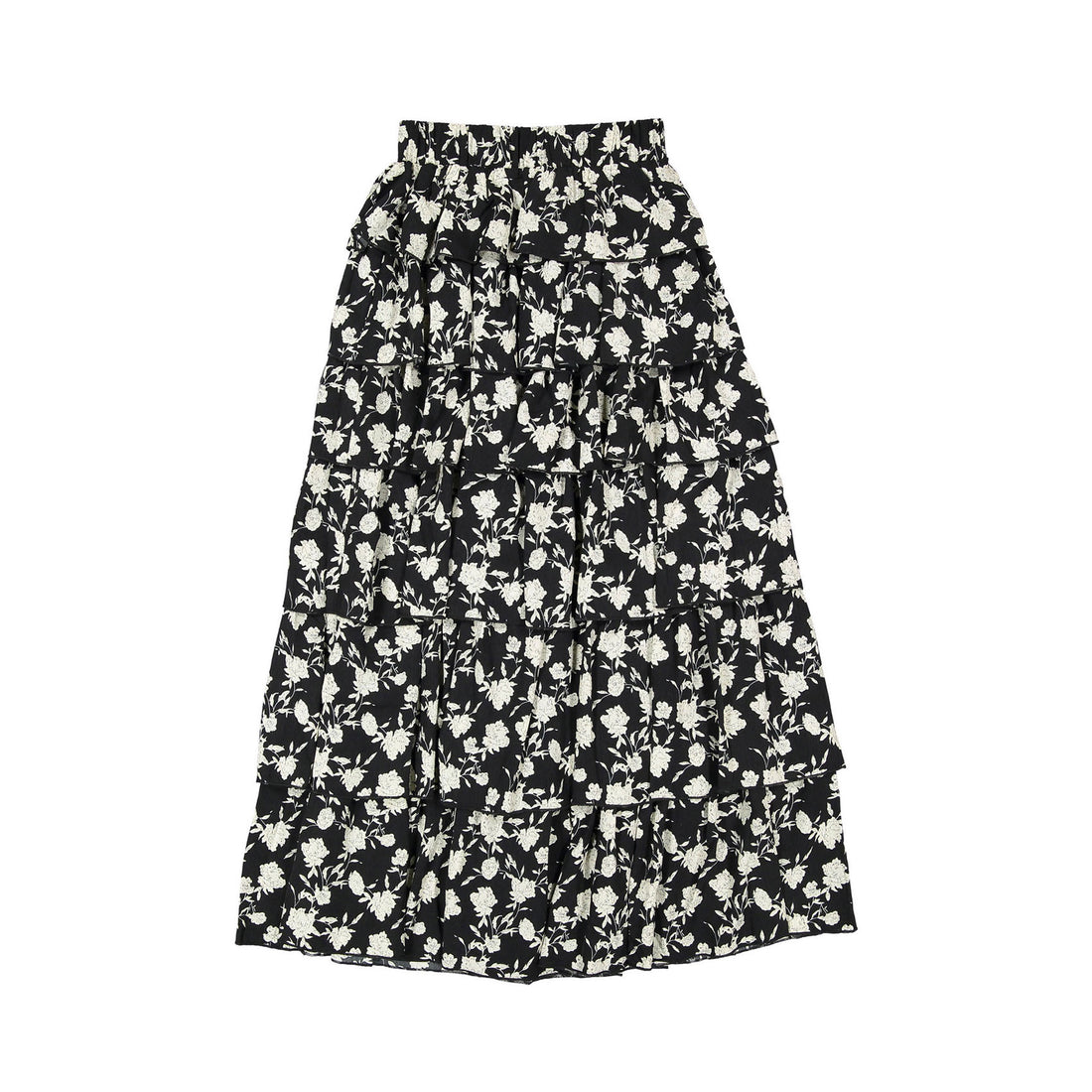A4 Floral Print Layered Maxi Skirt