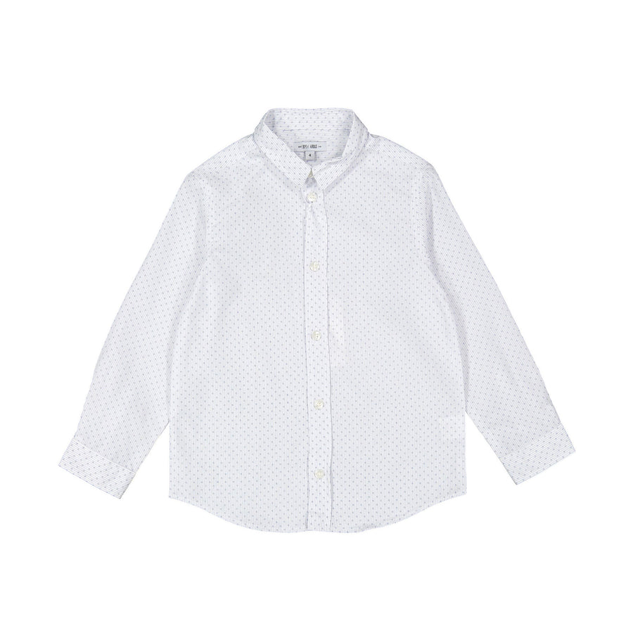 Boys and Arrows White Pinstripe Dotted Flower Long Sleeve Shirt