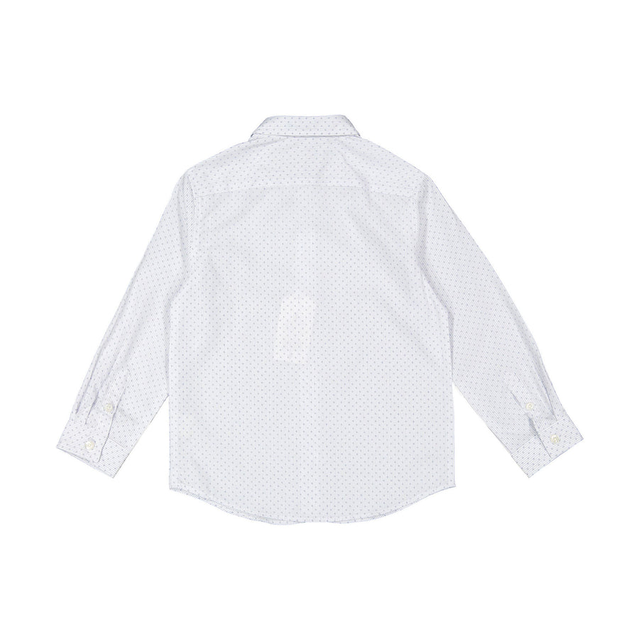 Boys and Arrows White Pinstripe Dotted Flower Long Sleeve Shirt