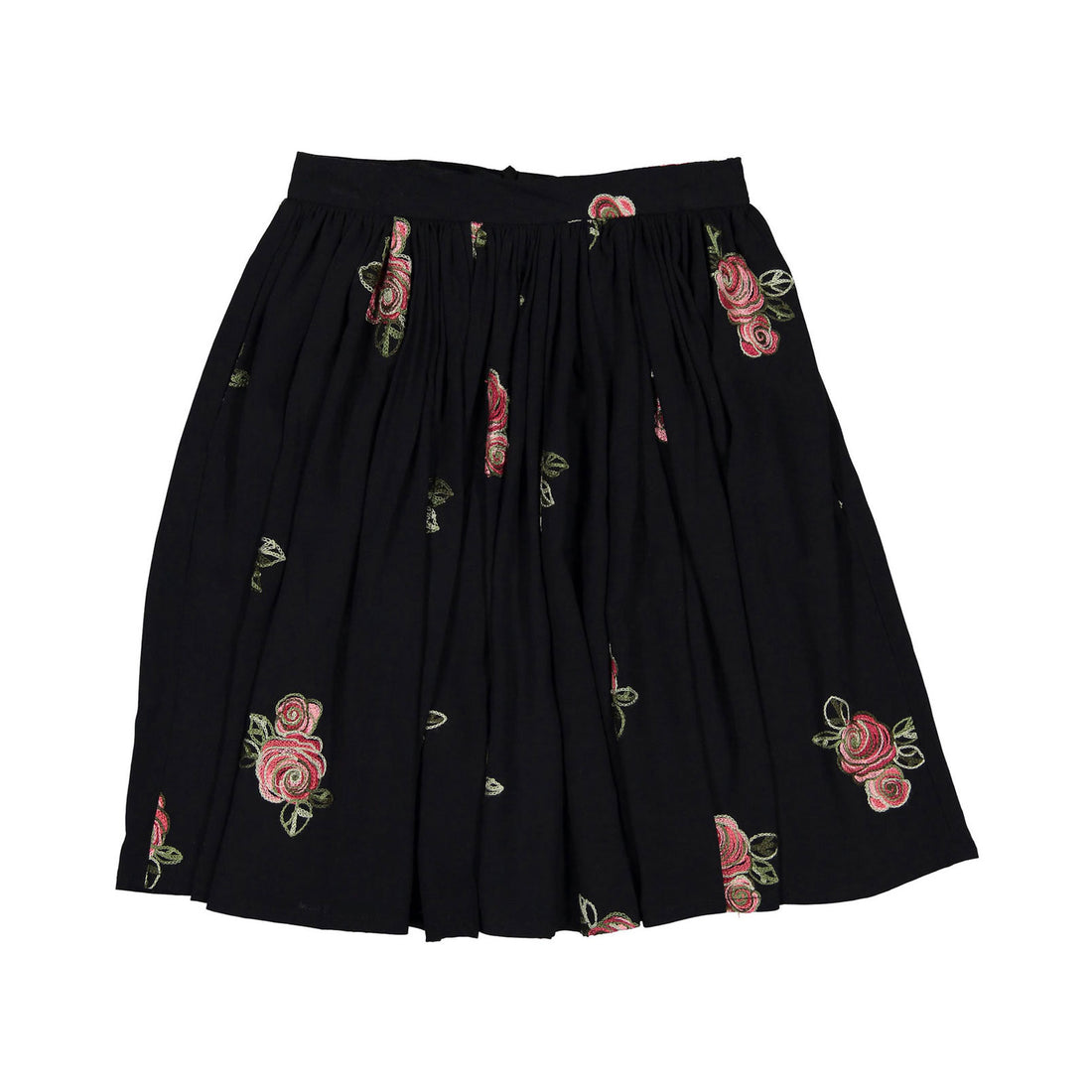 Olivia Rohde Black Embroidered Flowers Skirt