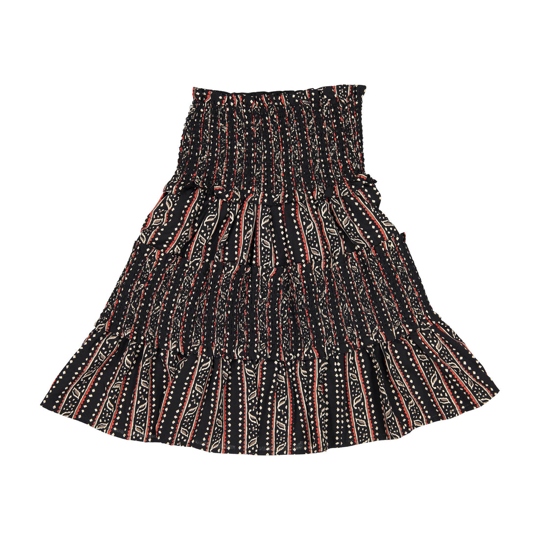 Ava and Lu Black Patterned Smock Skirt