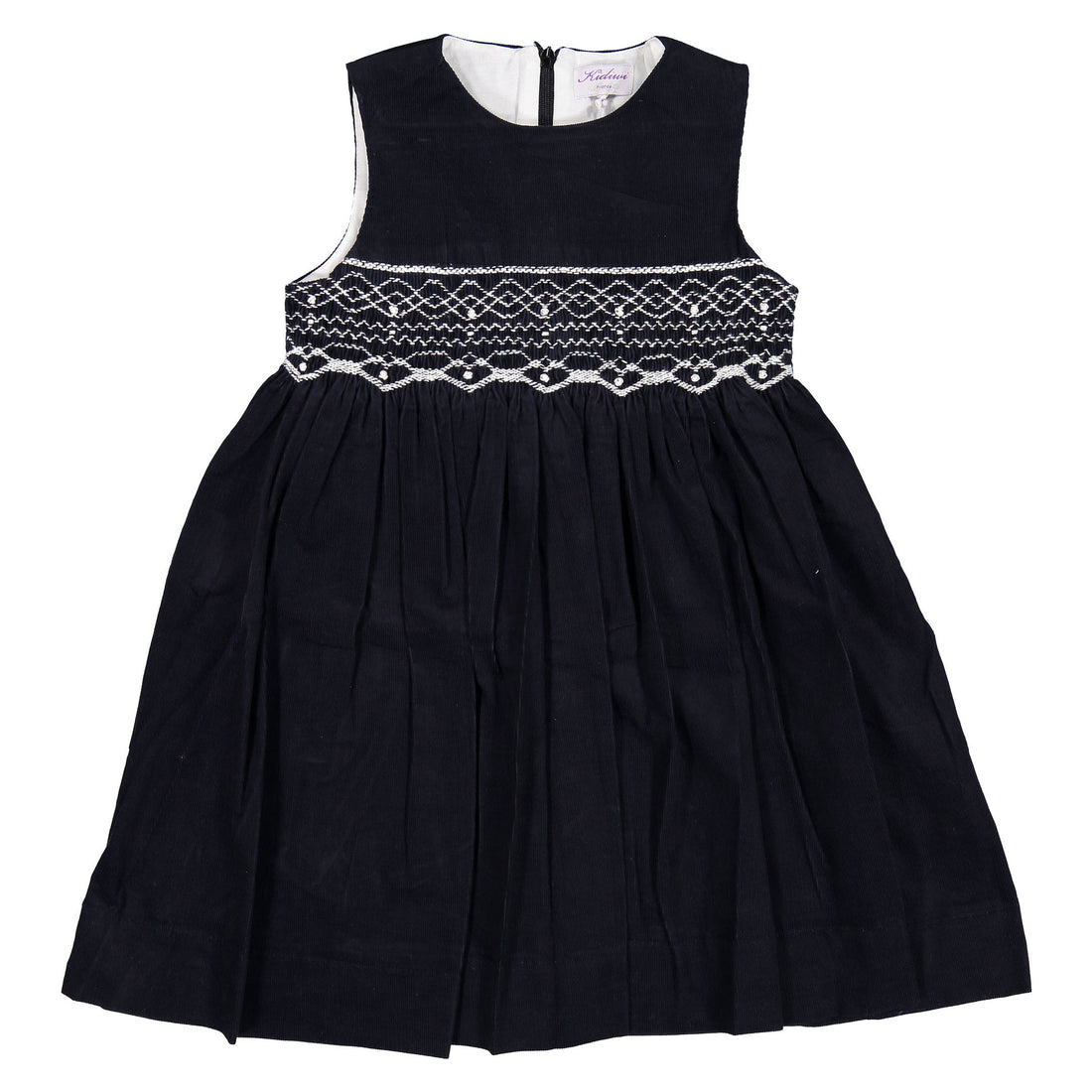 Kidiwi Navy Herringbone Carmen Pinafore Dress