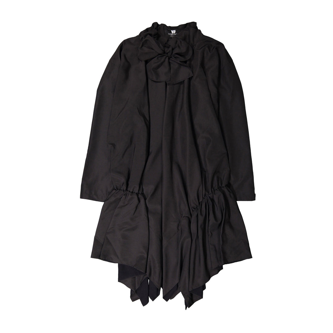 Venera Arapu Black Tie Neck Midi Dress