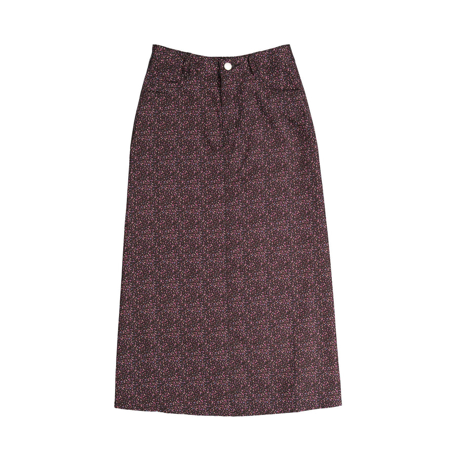 FYI Aubergine Tiny Floral Long Skirt