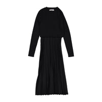 ROWE Black Accordian Pleated Slip Dress