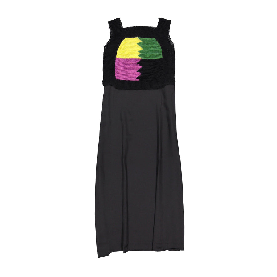 ROWE Black Color Patch Slip Dress