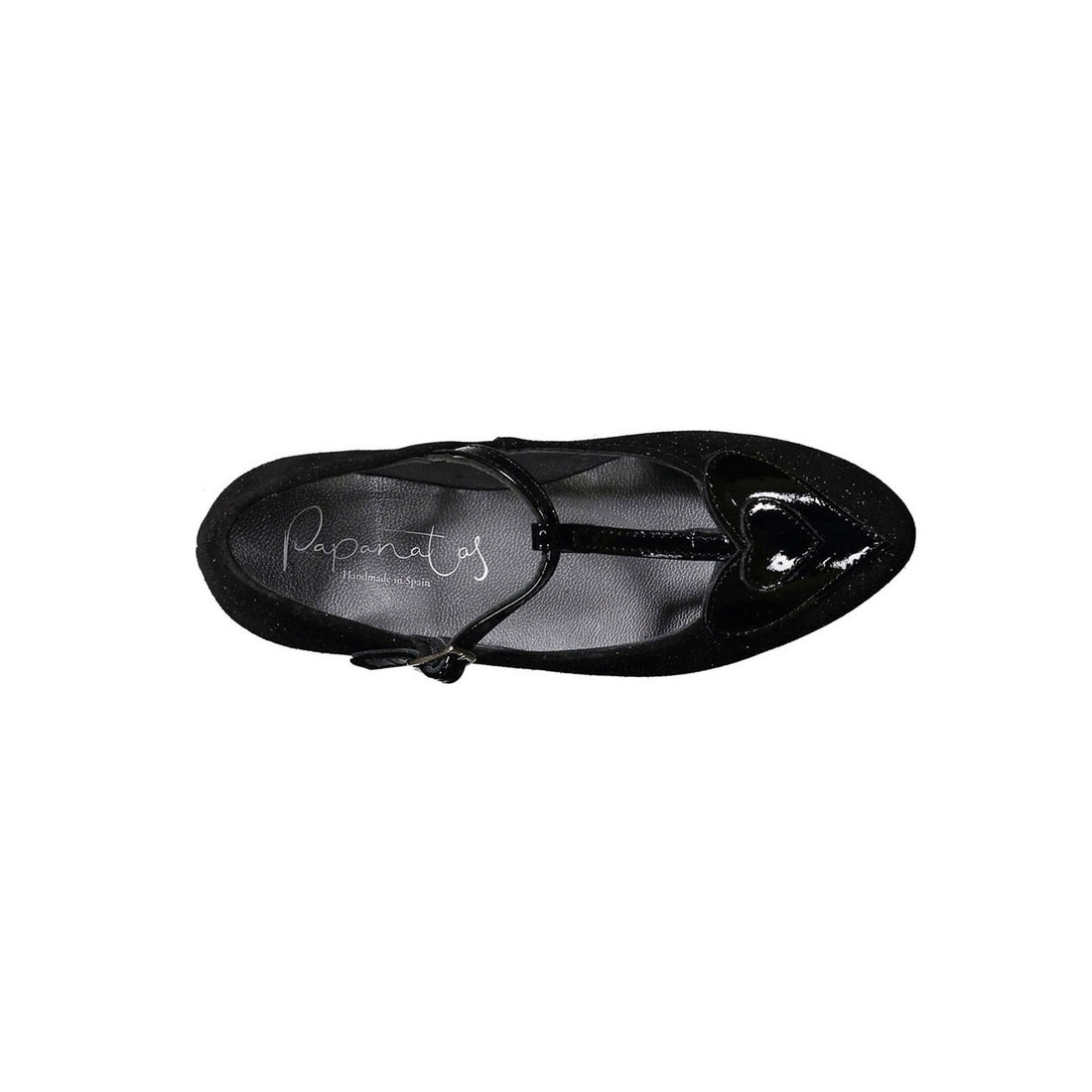 Papanatas Black Glitter Heart T-straps