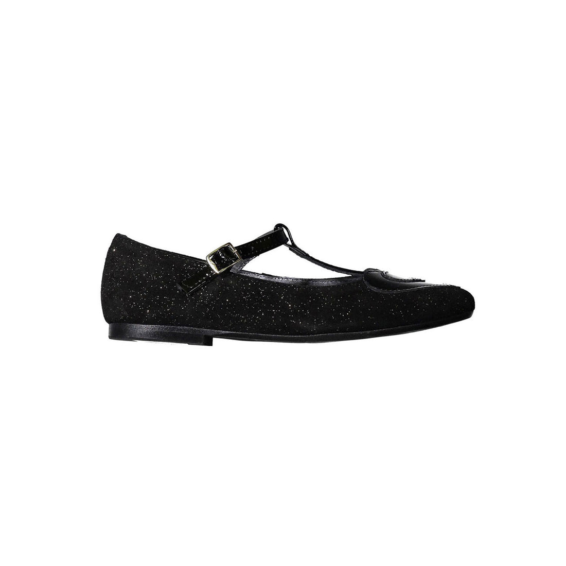 Papanatas Black Glitter Heart T-straps