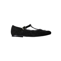 Papanatas Black Glitter Heart T-straps
