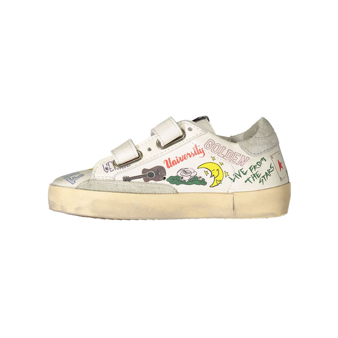Golden Goose White Graffiti Print Old School Sneakers