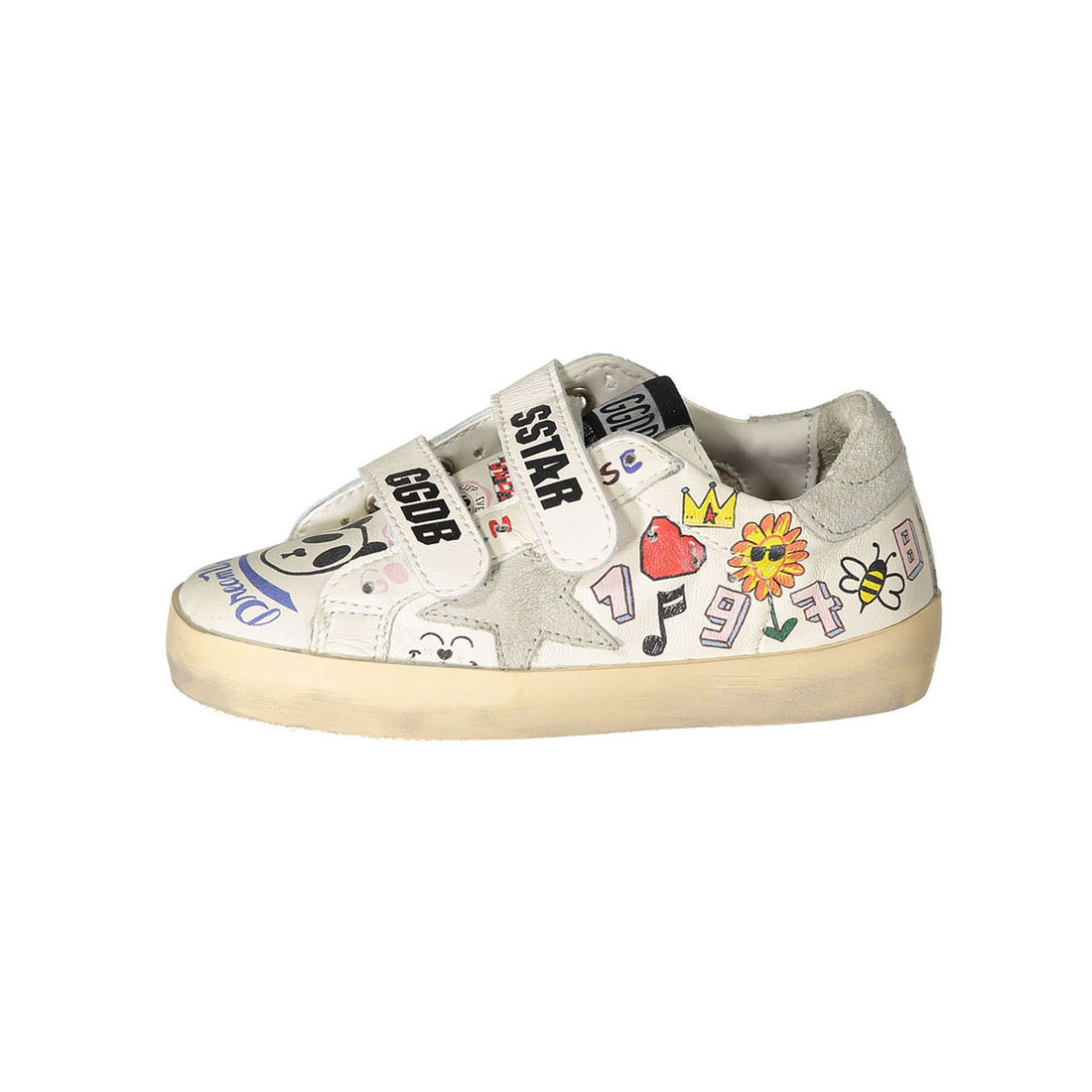 Golden Goose White Graffiti Print Old School Sneakers