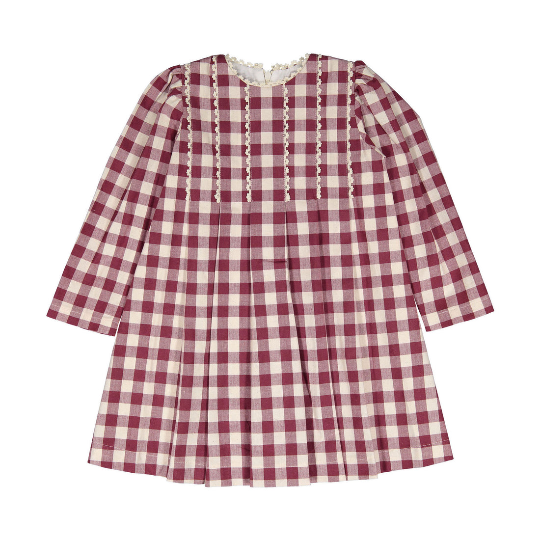 Birinit Maroon Gingham Dress