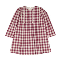 Birinit Maroon Gingham Dress