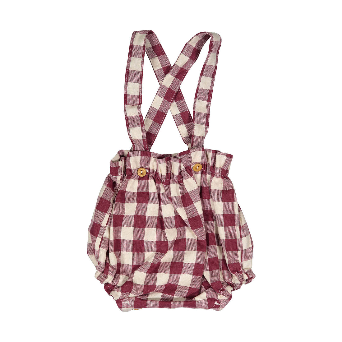 Birinit Maroon Gingham Straps Bloomer