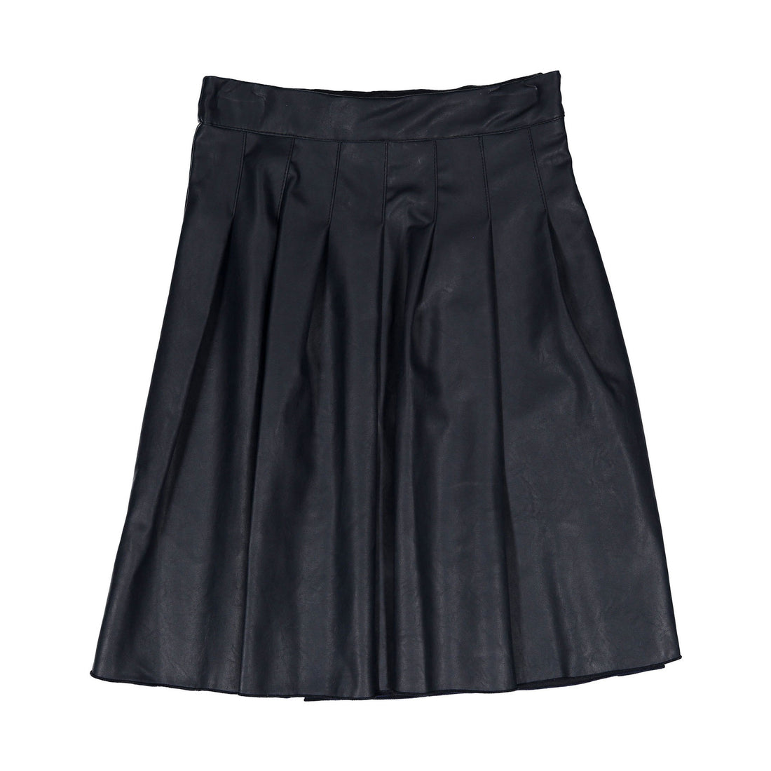 Piccola Ludo Blue Leather Pleated Longer Length Skirt
