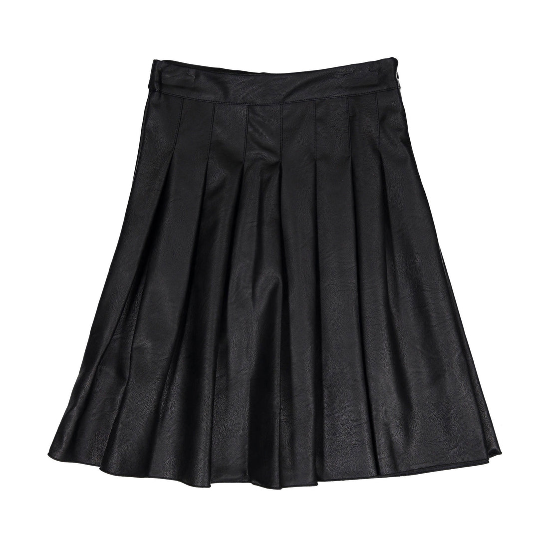 Piccola Ludo Black Leather Pleated Longer Length Skirt