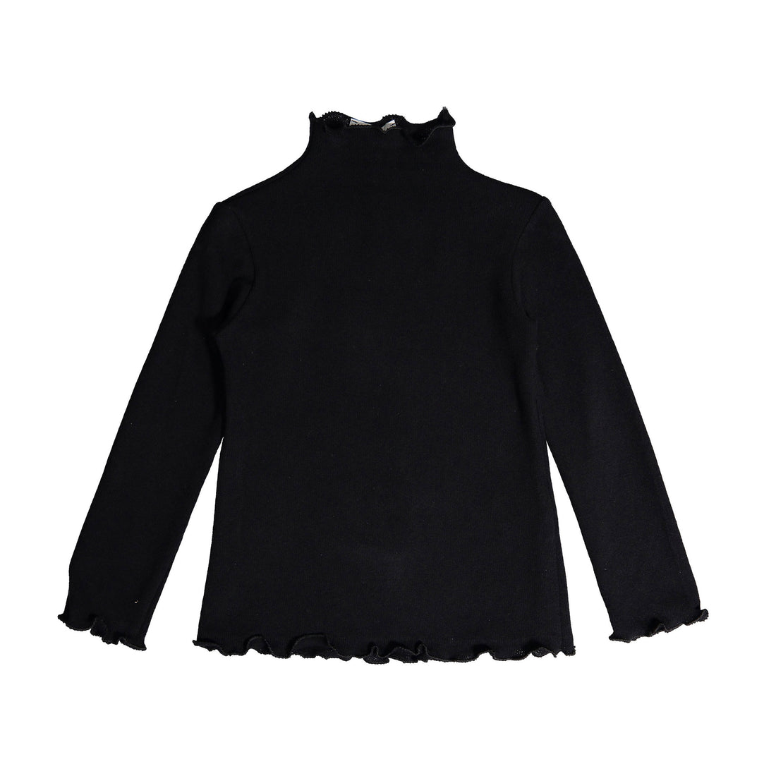 Piccola Ludo Black Lettuce Edge Turtleneck