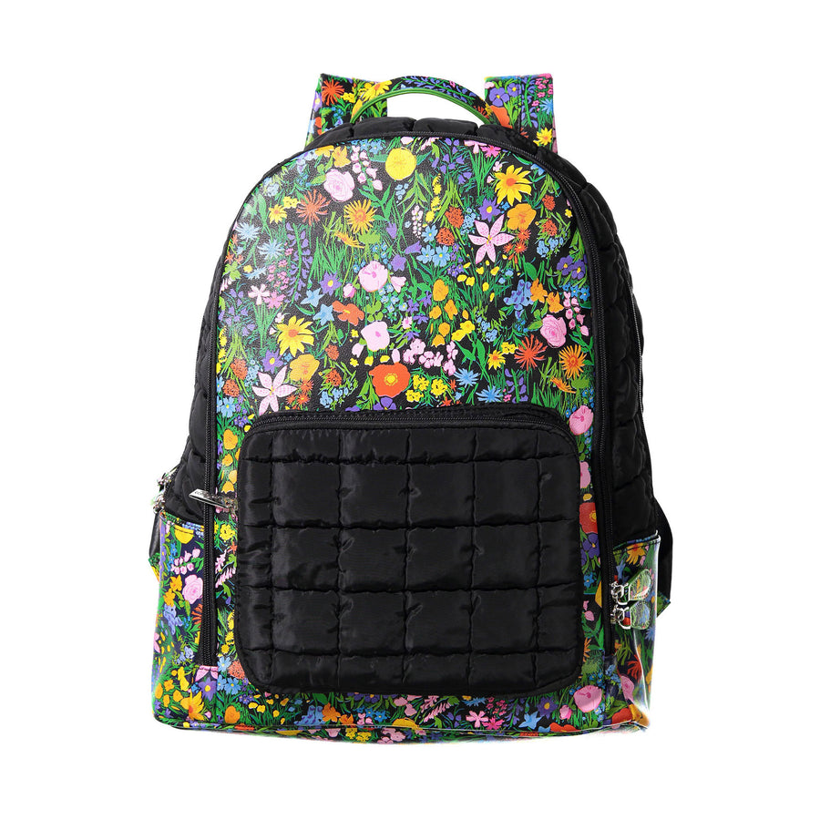Bari Lynn Floral Black Quilted Backpack