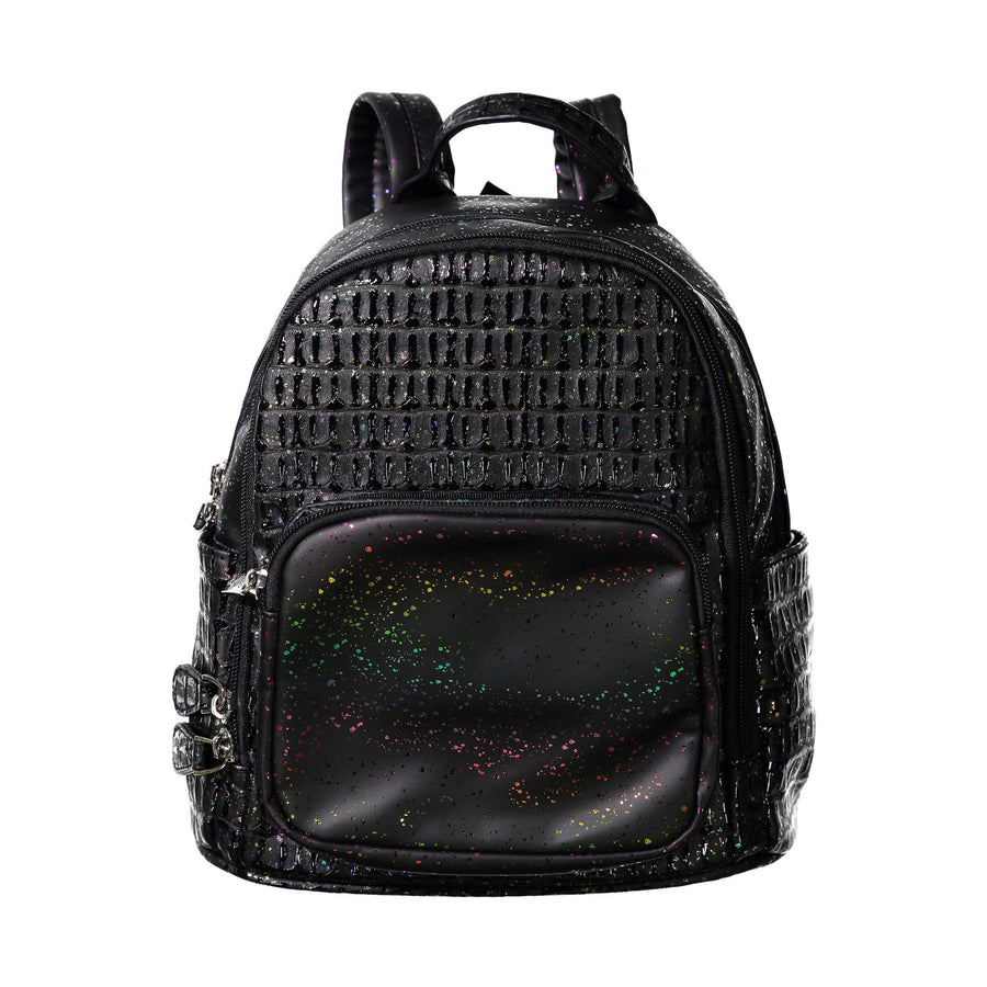 Bari Lynn Glitter Crinkle Black Mini Backpack