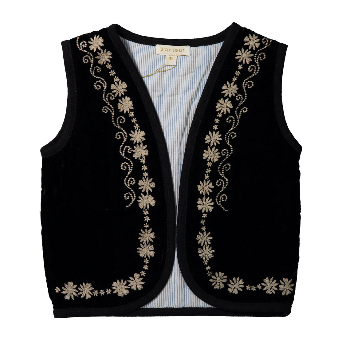 Bonjour Black Velvet Vest