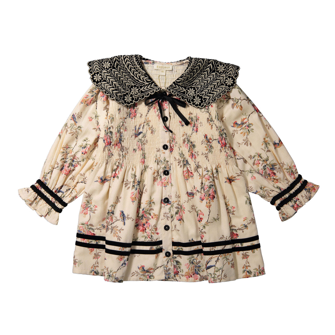 Bonjour Bird Floral Big Collar Tunique