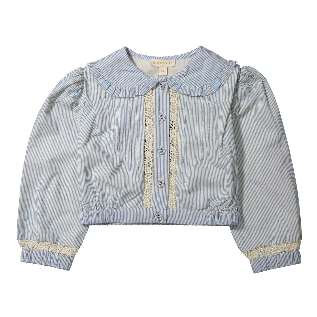 Bonjour Light Blue Stripe Crop Shirt