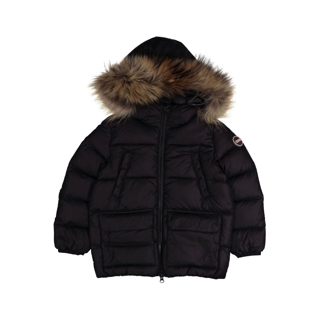 Colmar Black Long Fur Hood Coat