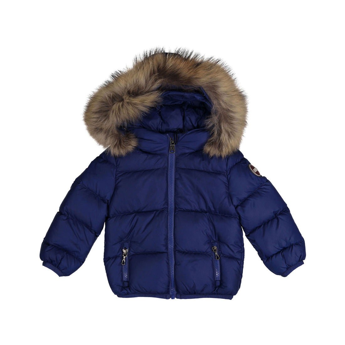 Colmar Blue Fur Hooded  Baby Coat