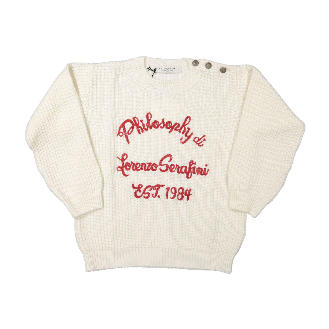 Philosophy Cream Logo Embroidery Sweater