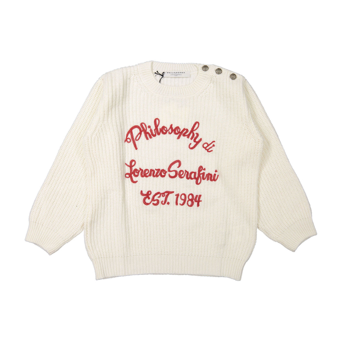 Philosophy Cream Logo Embroidery Sweater