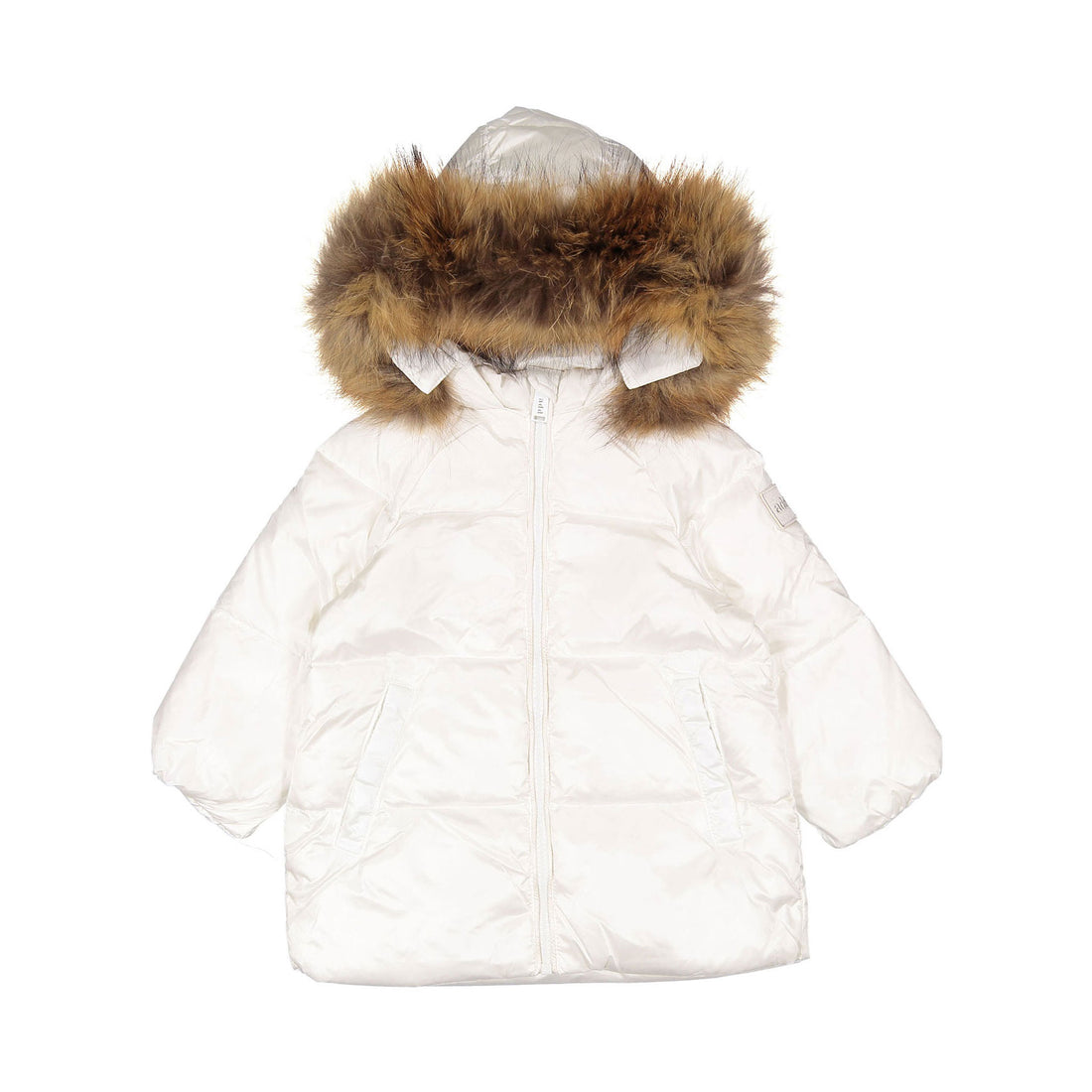 ADD White Fur Hooded Baby Down Jacket