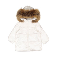 ADD White Fur Hooded Baby Down Jacket