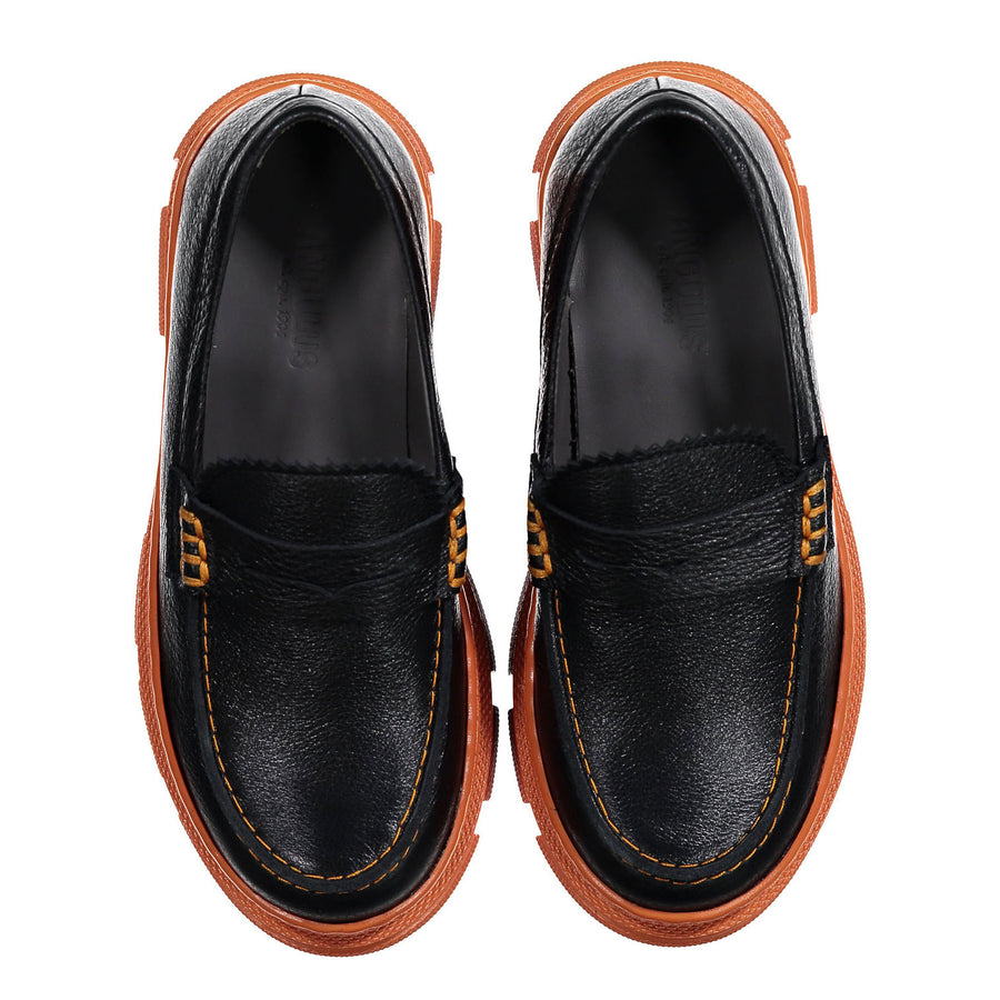 ANGULUS Black/Orange Sole Loafer