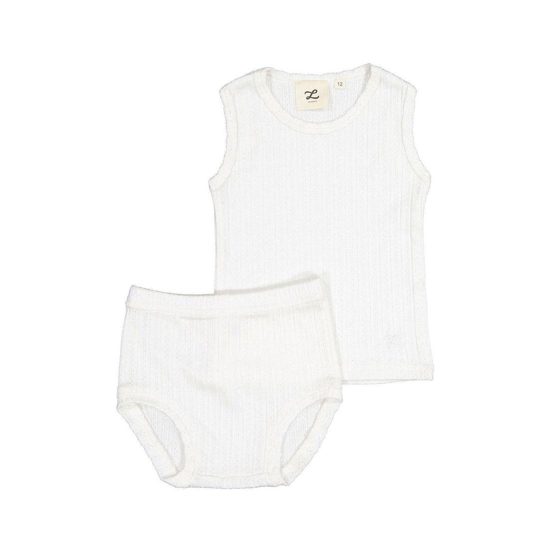 L by Ladida White Pointelle Set