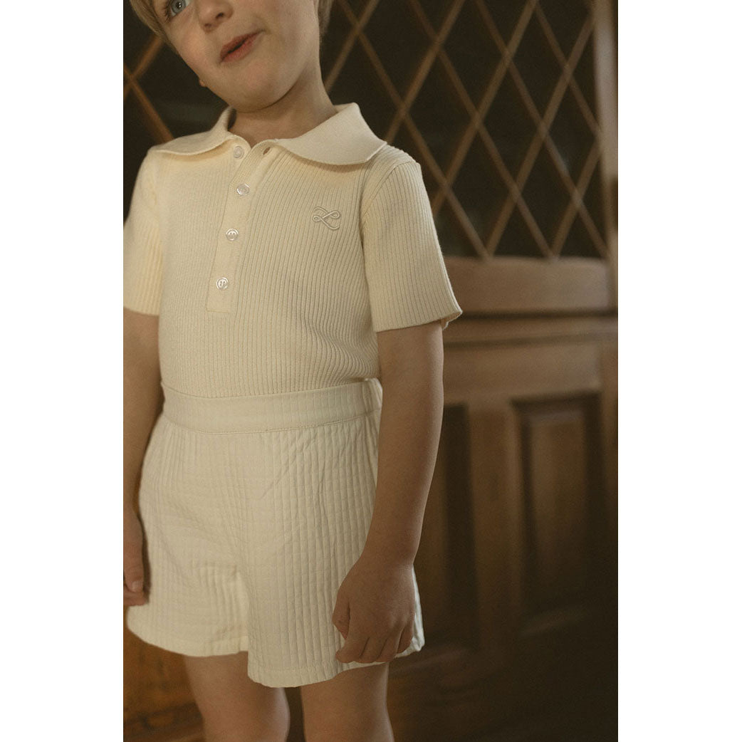 L By Ladida Taupe Ribbed Knit Polo
