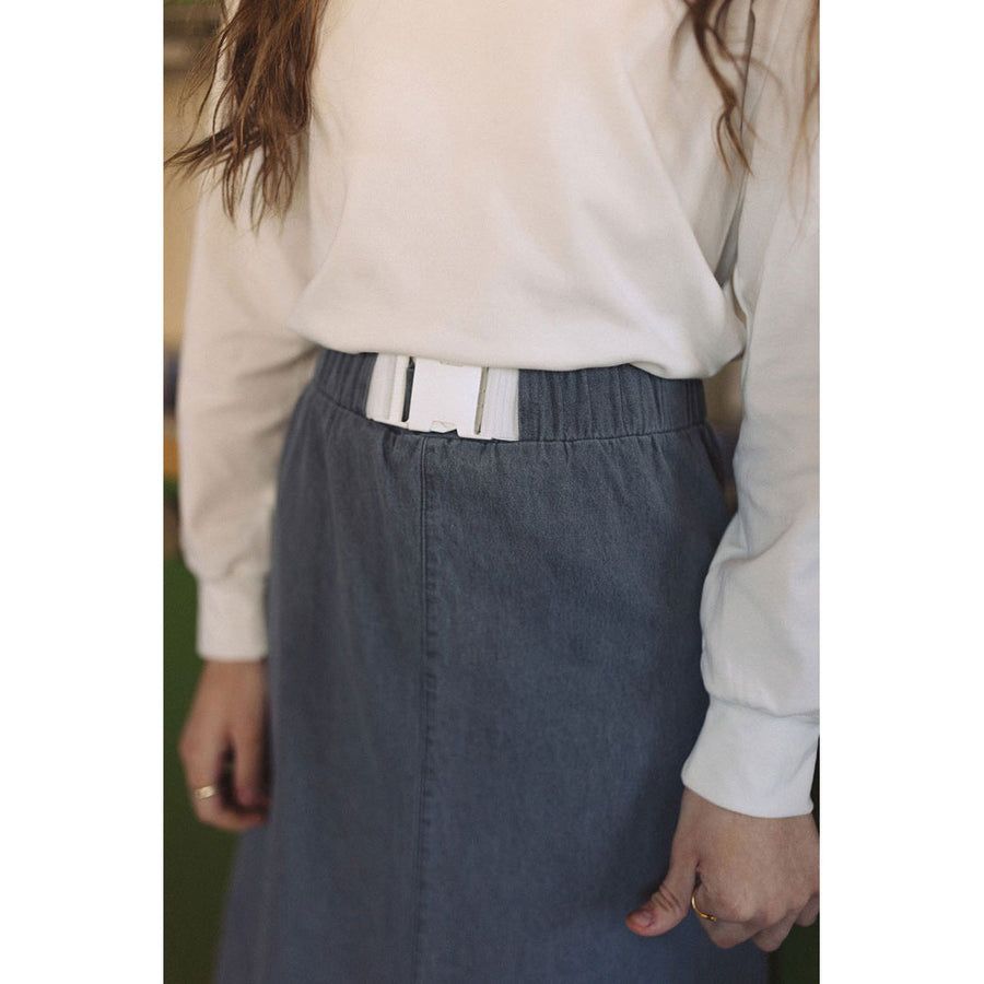 ELEMENTS Black Denim Buckle Skirt