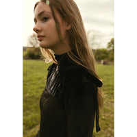 Ava and Lu Black Velvet Turtleneck
