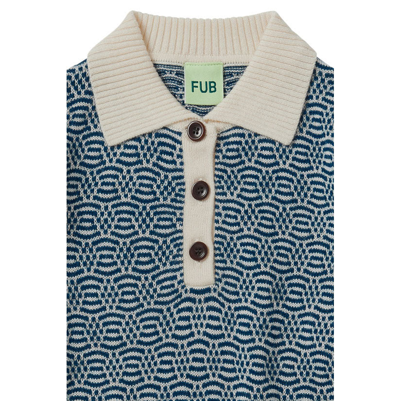 FUB Ecru/Pond Blue Structure Polo