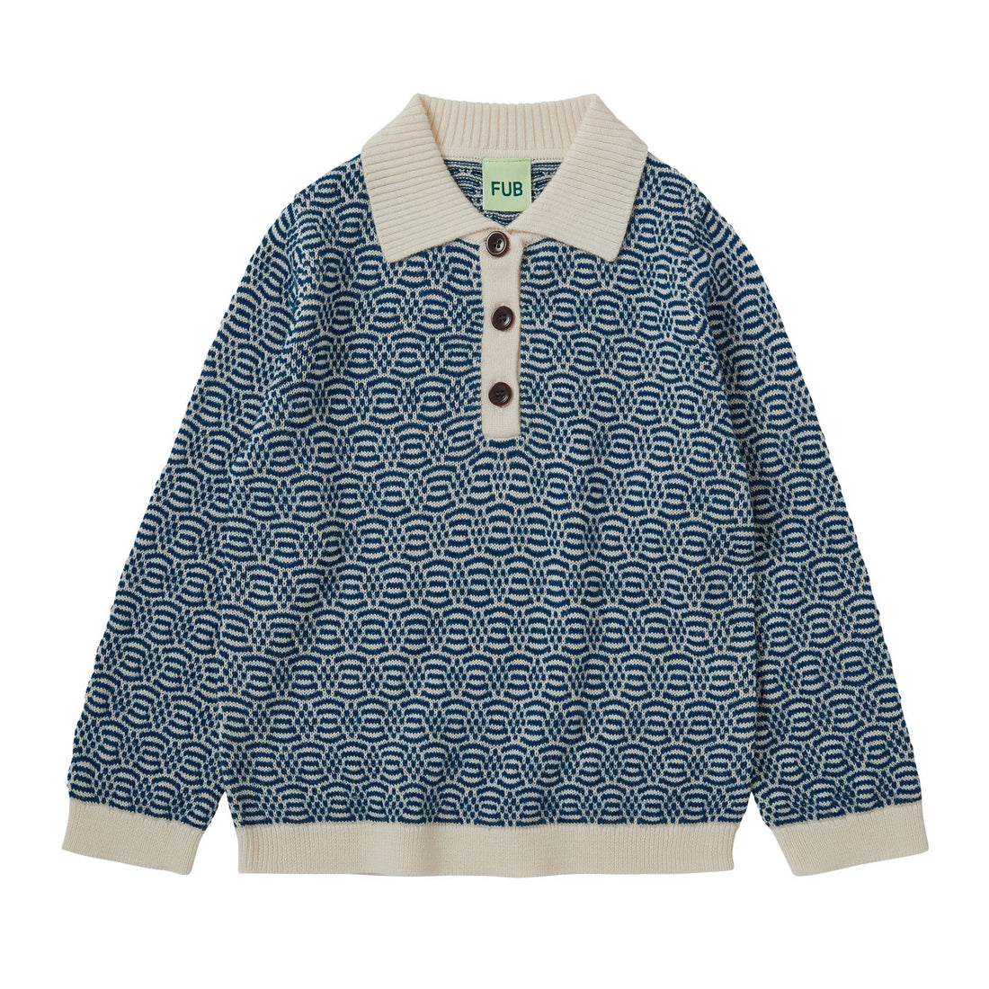 FUB Ecru/Pond Blue Structure Polo