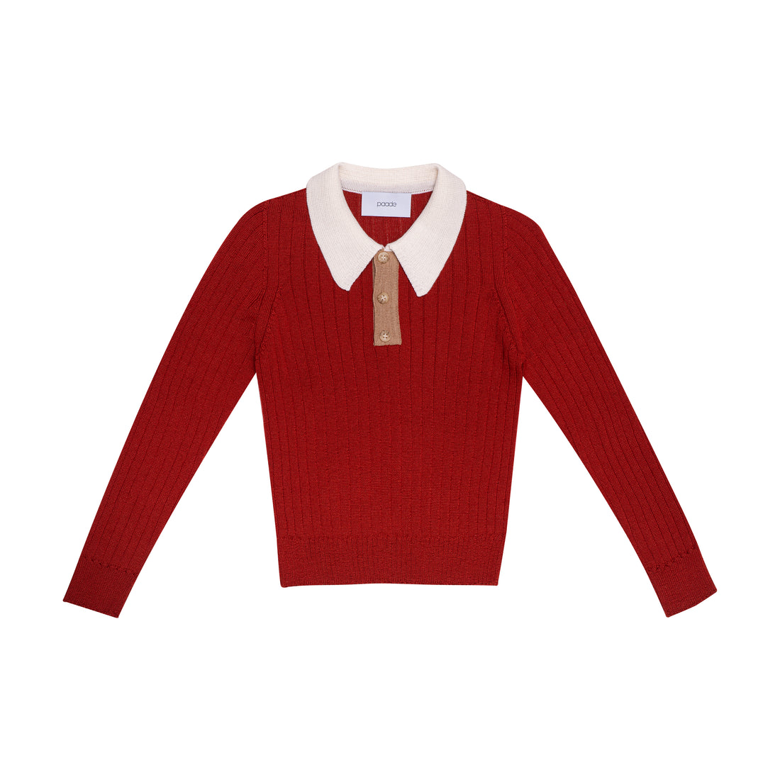 Paade Mode Red Seamless Knit Polo