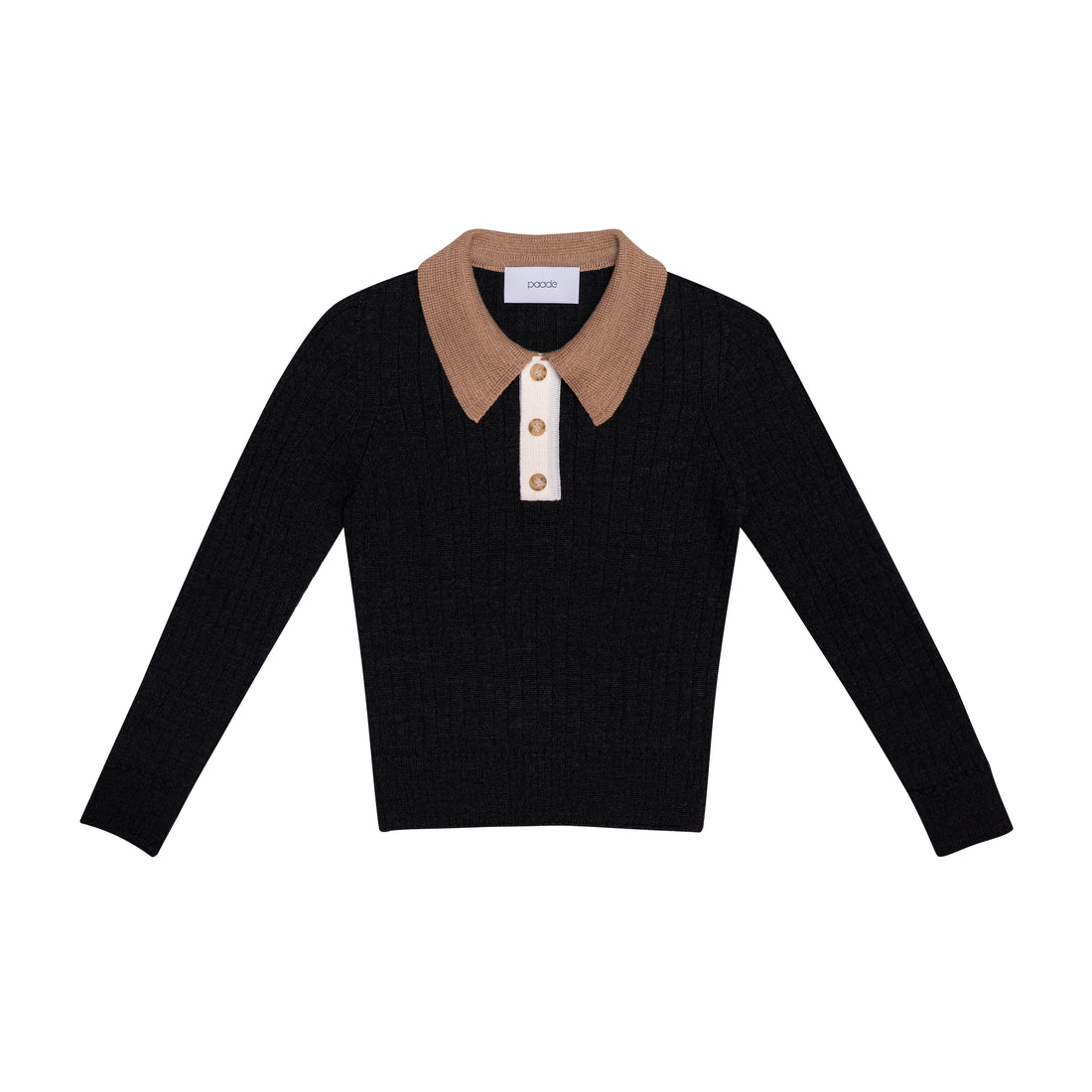 Paade Mode Black Seamless Knit Polo