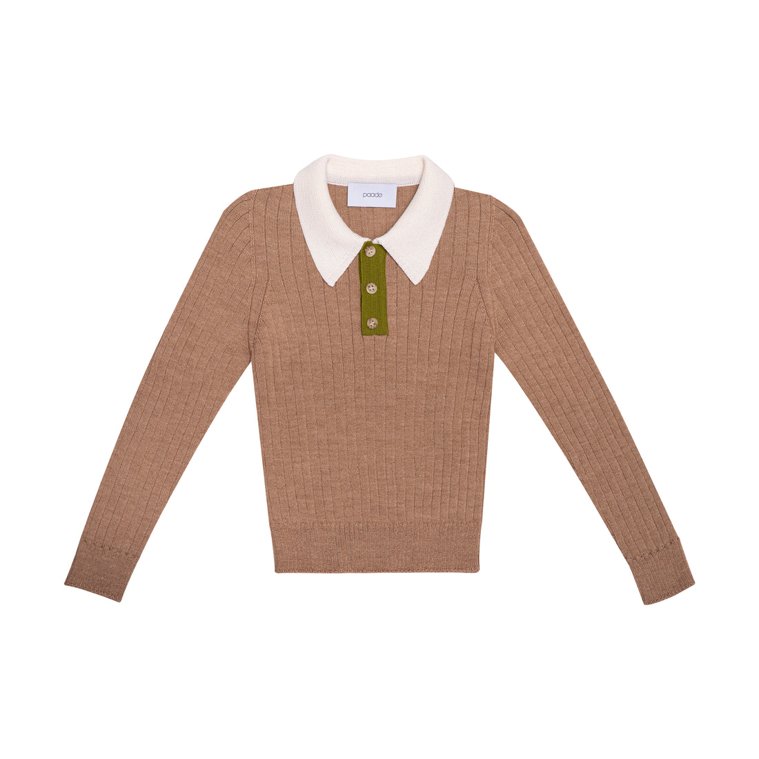 Paade Mode Brown Seamless Knit Polo