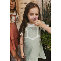1984 Sage Rose Embroidered Dress