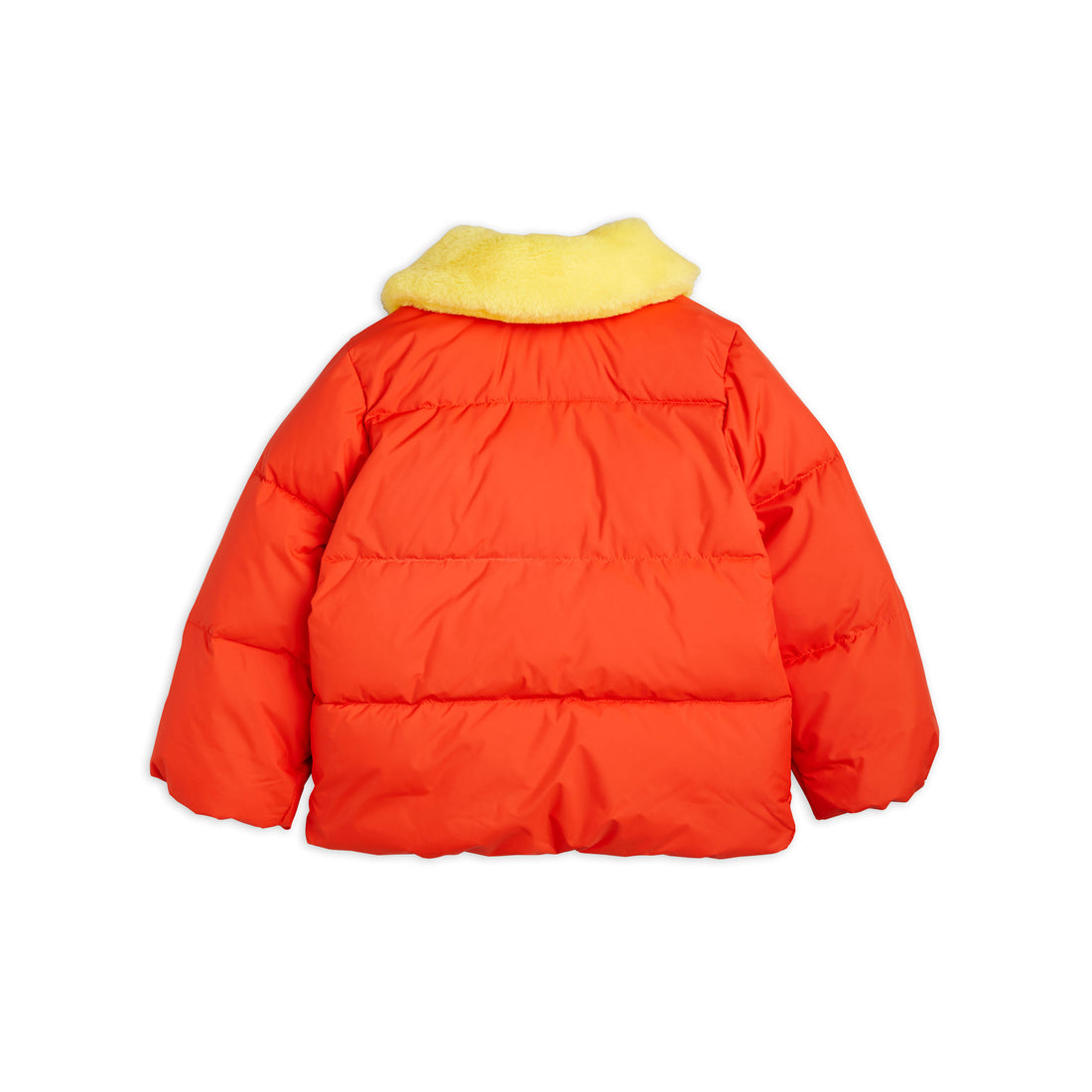 Mini Rodini Red Lemons Faux Fur Collar Puffer
