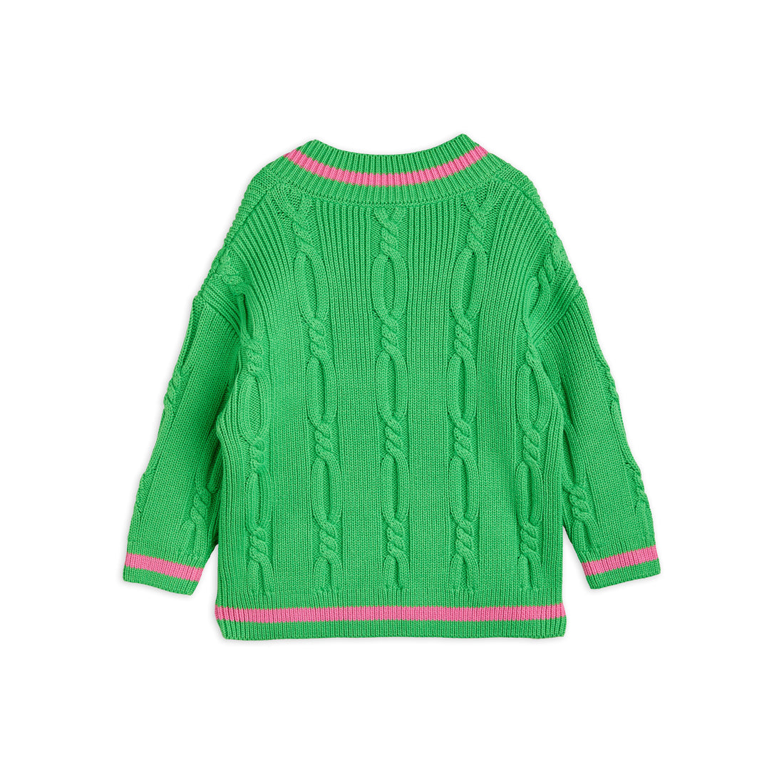 Mini Rodini Green Panda Knitted V-Neck Sweater