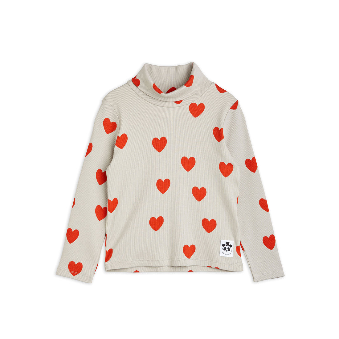 Mini Rodini Grey Hearts Aop Turtleneck Tee