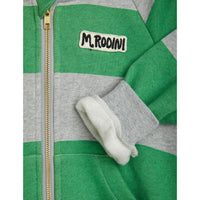 Mini Rodini Green Stripe Zip Hoodie