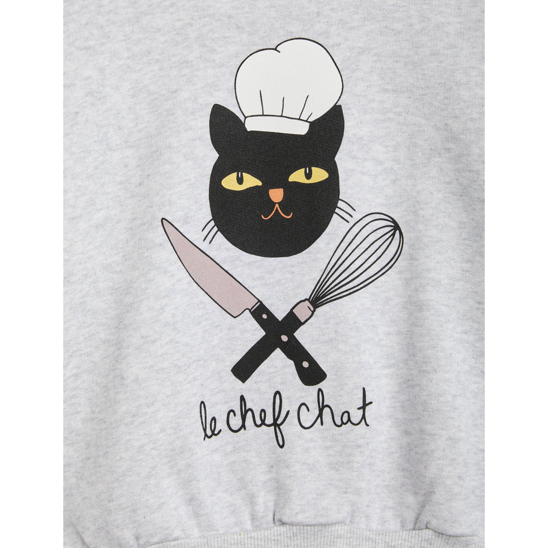 Mini Rodini Grey Melange Chef Cat Sweatshirt